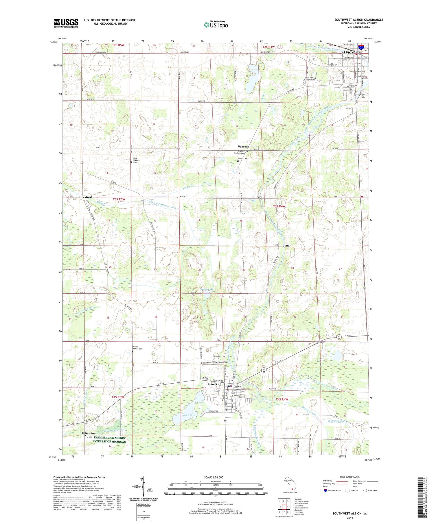Southwest Albion Michigan US Topo Map Image