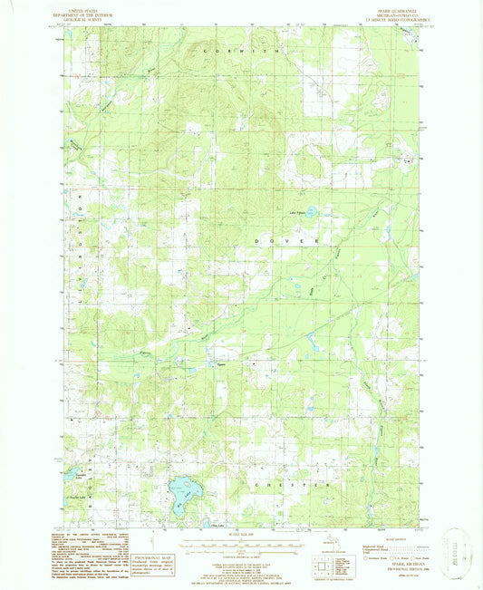 Classic USGS Sparr Michigan 7.5'x7.5' Topo Map Image