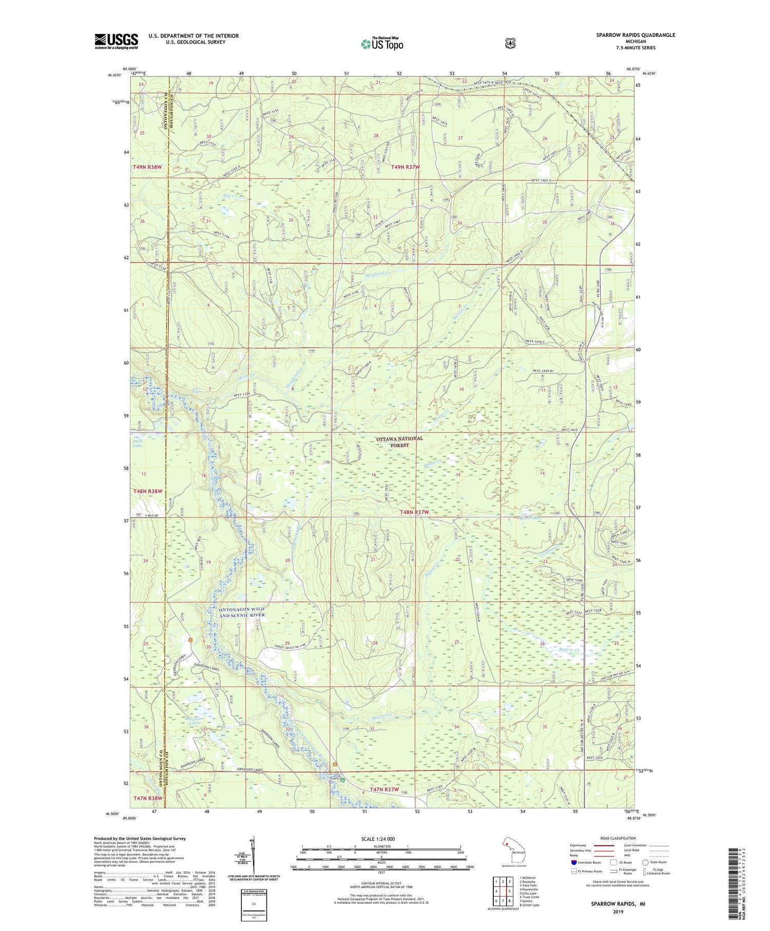 Sparrow Rapids Michigan US Topo Map Image