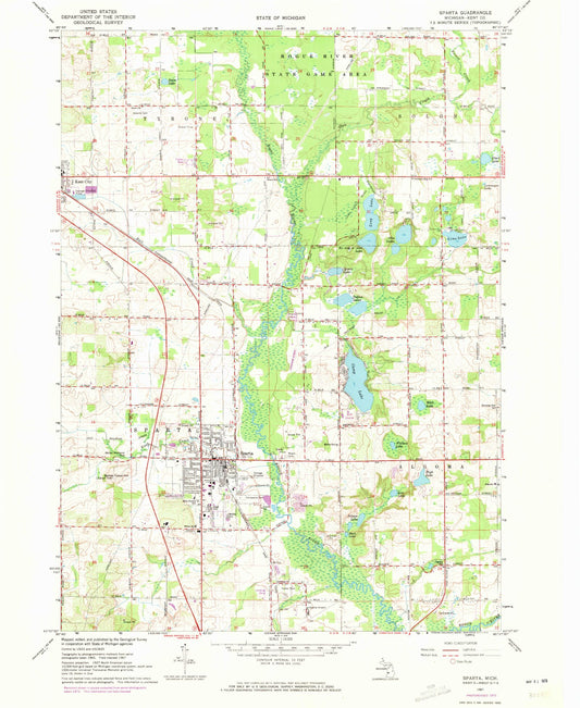 Classic USGS Sparta Michigan 7.5'x7.5' Topo Map Image