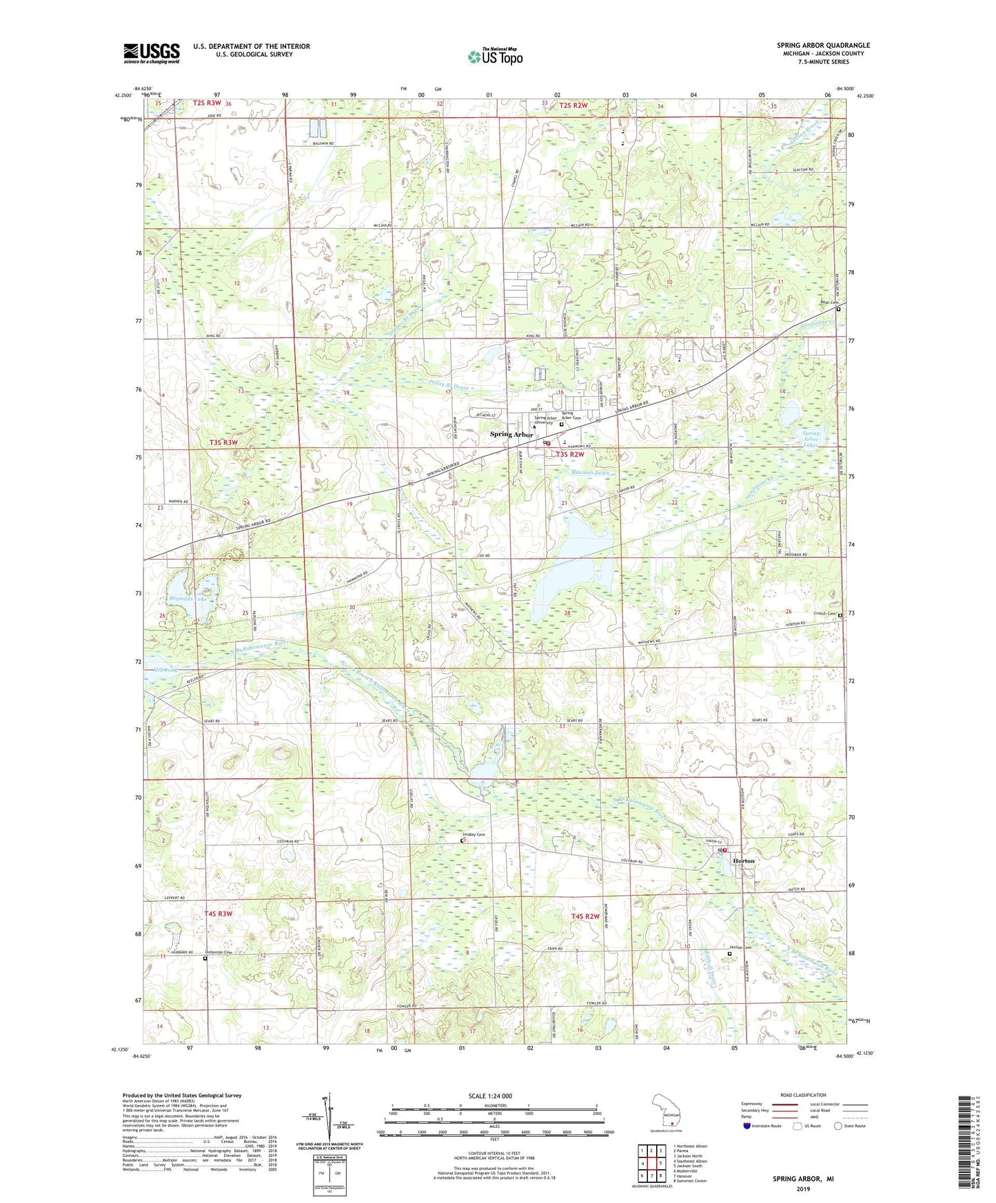 Spring Arbor Michigan US Topo Map Image