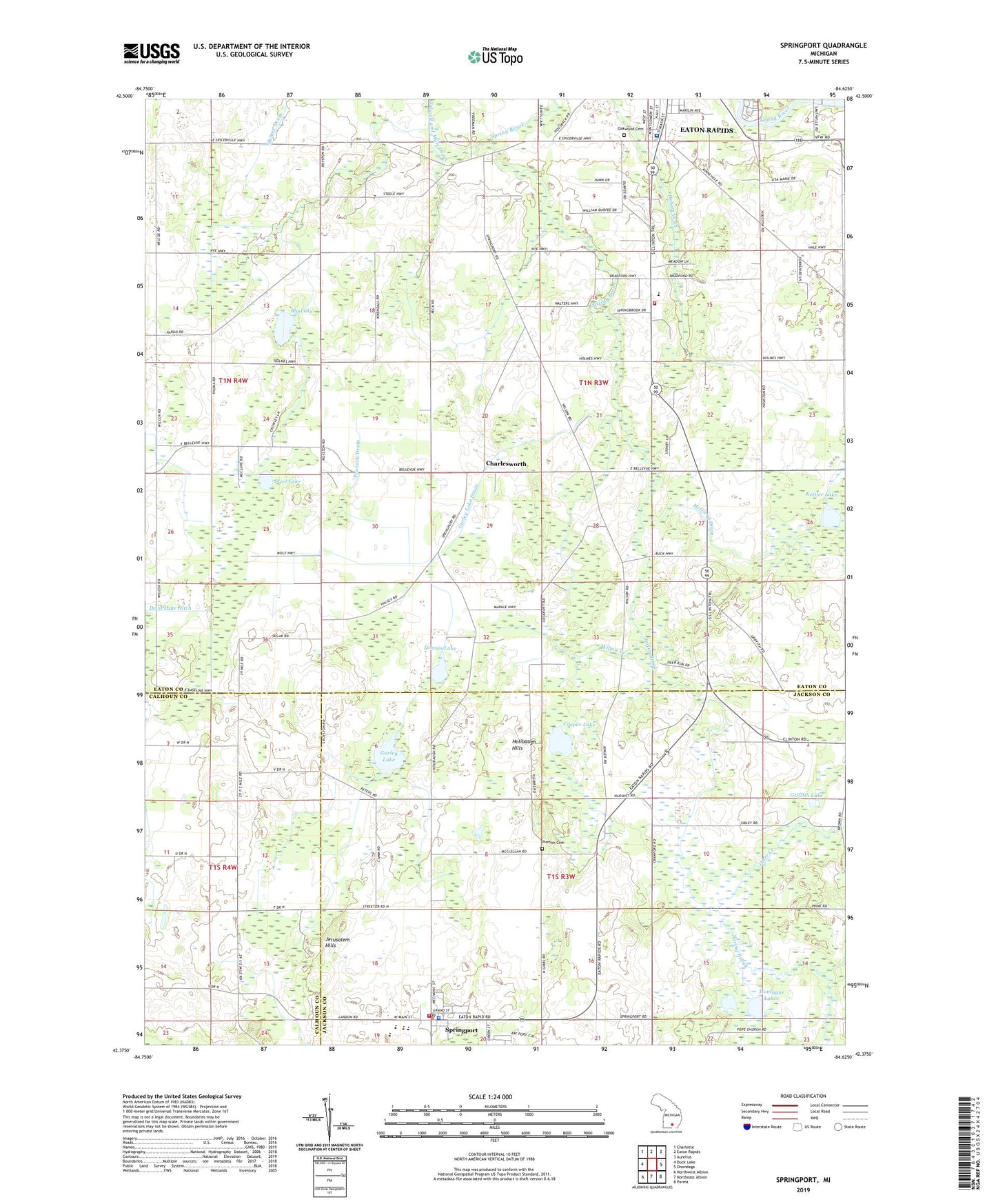 Springport Michigan US Topo Map Image