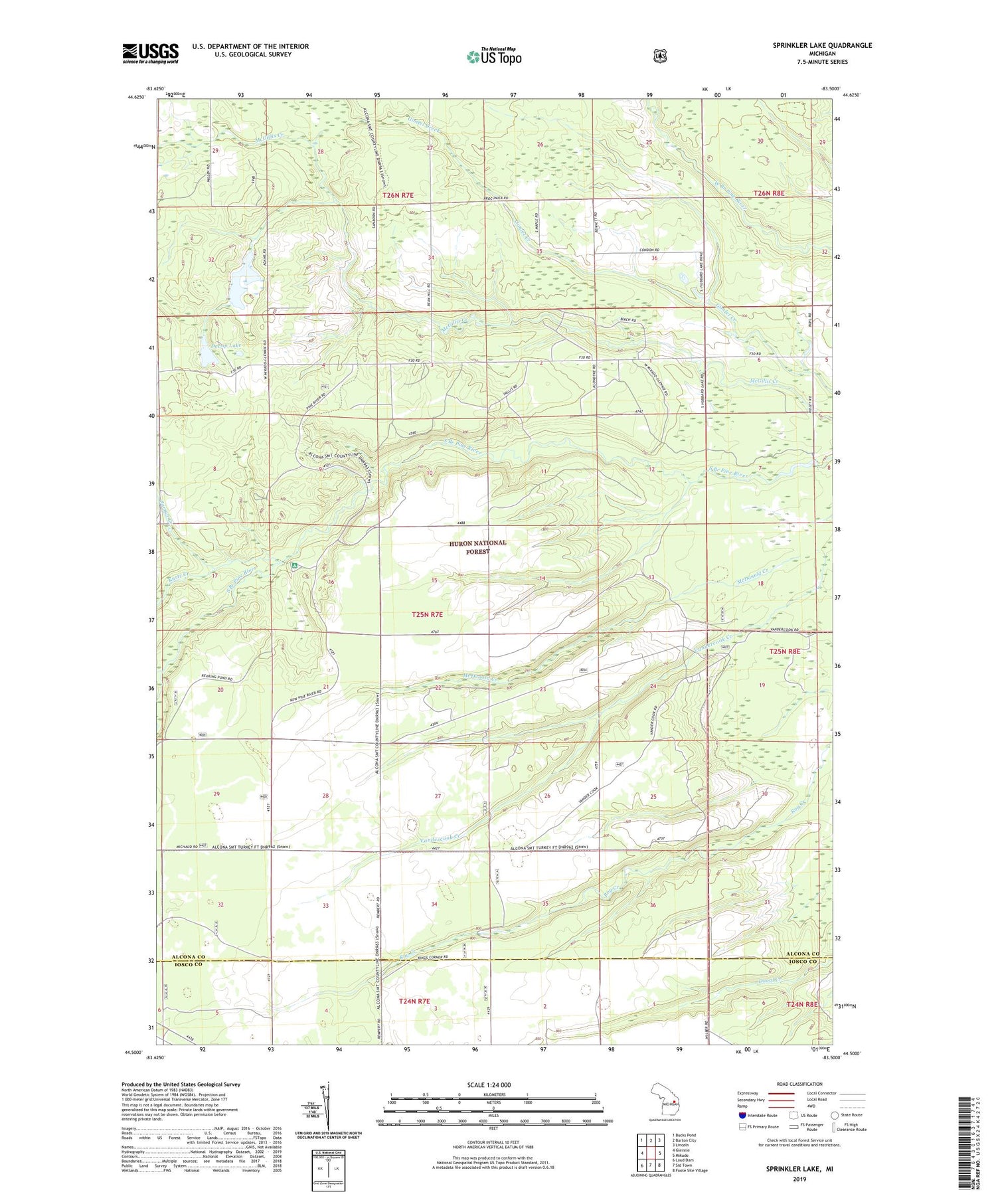 Sprinkler Lake Michigan US Topo Map Image