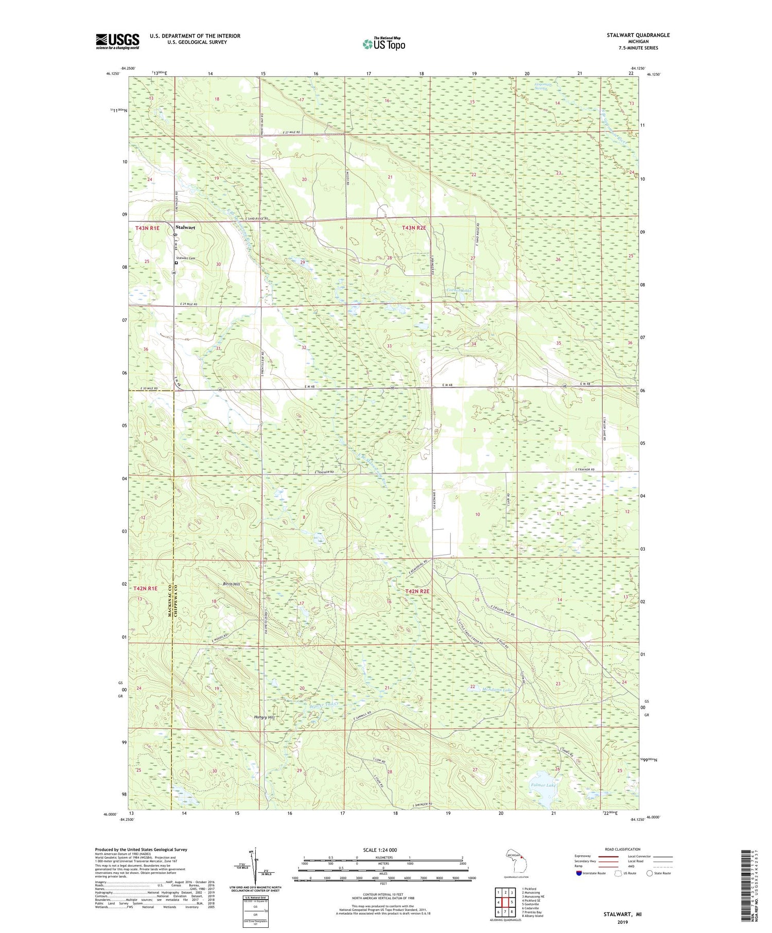 Stalwart Michigan US Topo Map Image
