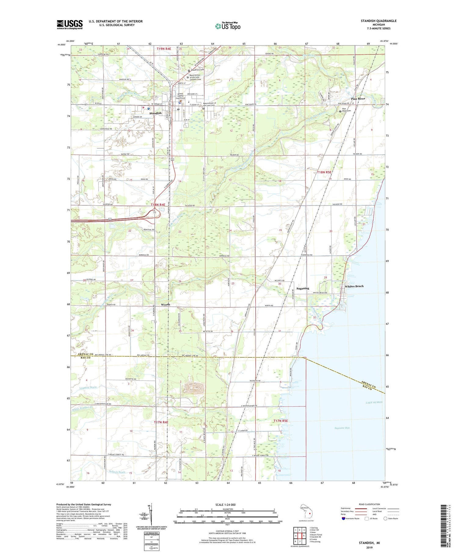 Standish Michigan US Topo Map Image