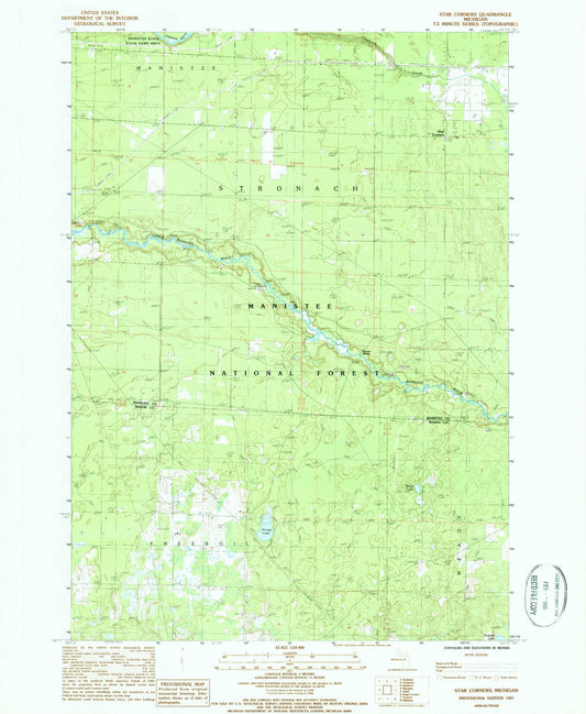 Classic USGS Star Corners Michigan 7.5'x7.5' Topo Map Image