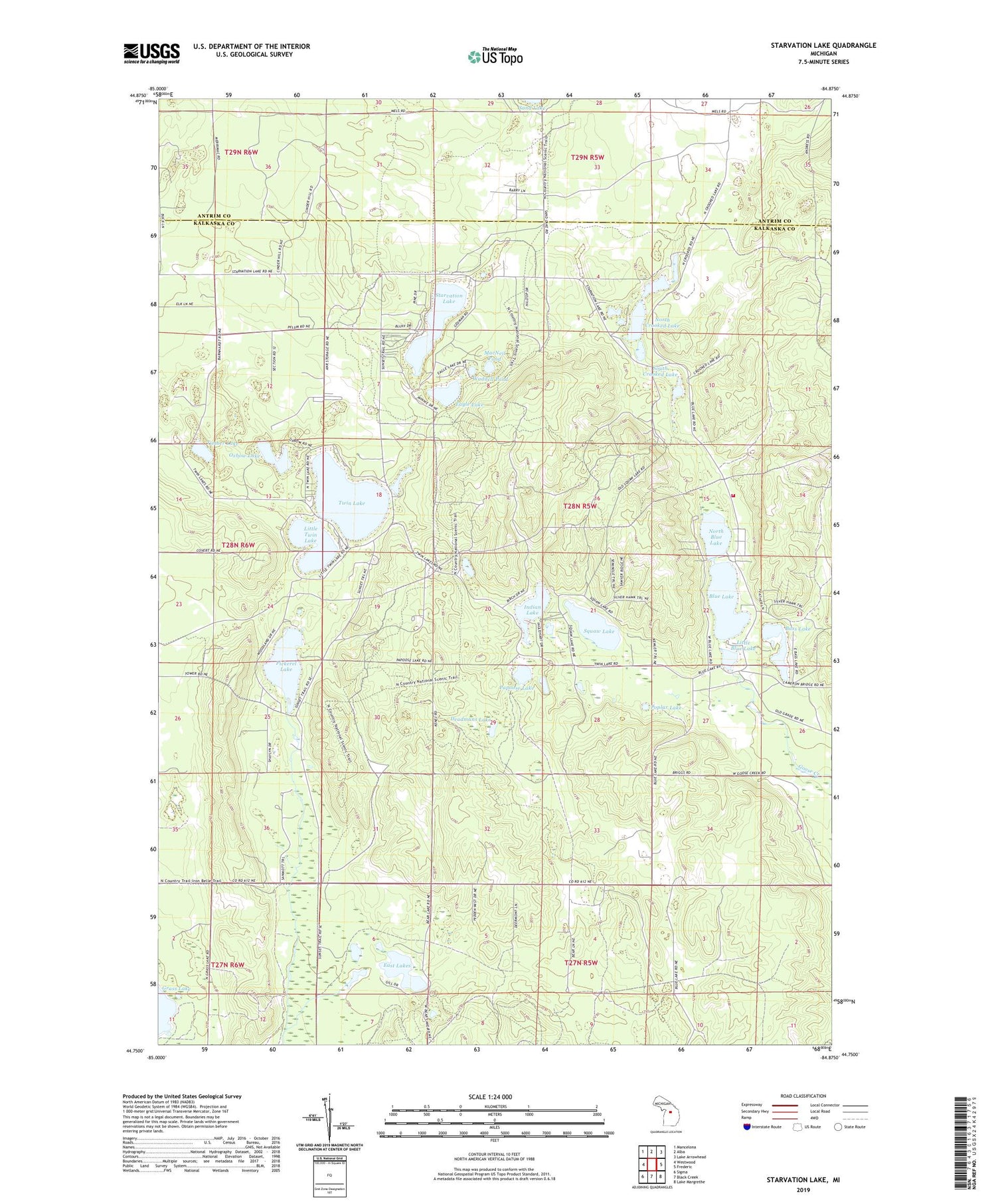 Starvation Lake Michigan US Topo Map Image