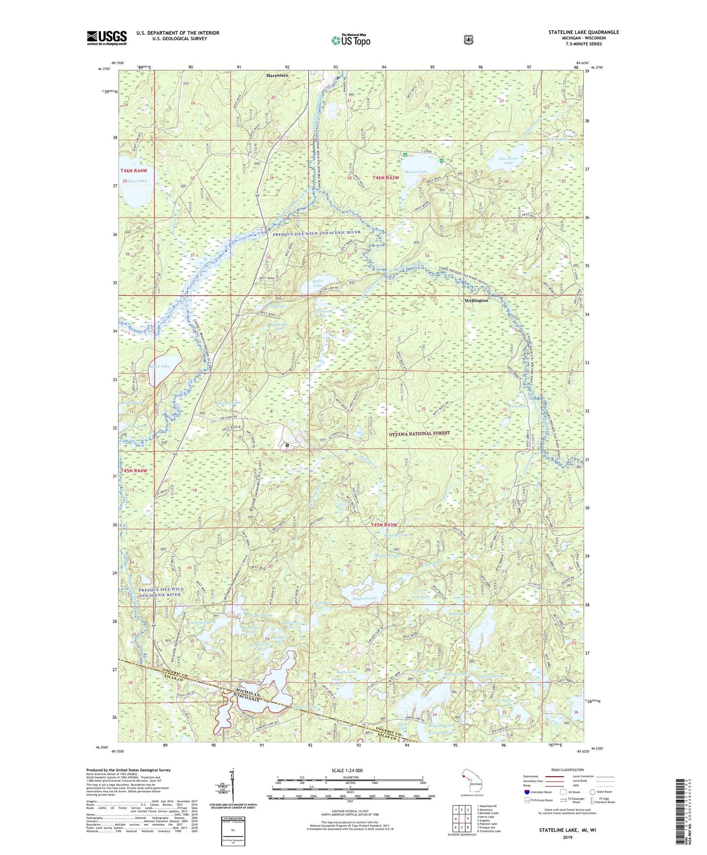 Stateline Lake Michigan US Topo Map Image