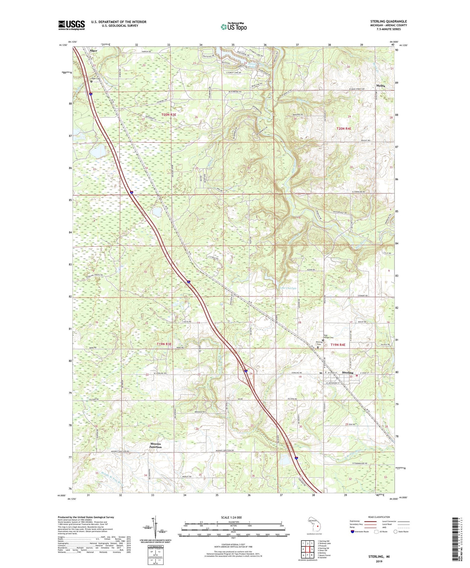 Sterling Michigan US Topo Map Image