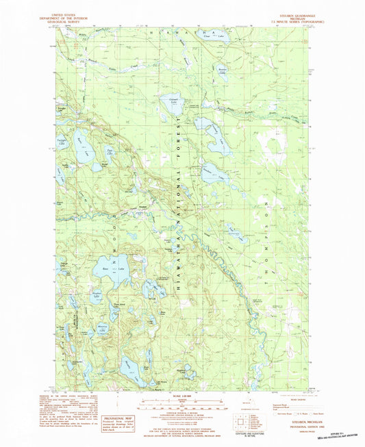 Classic USGS Steuben Michigan 7.5'x7.5' Topo Map Image