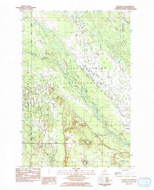 Classic USGS Steuben NE Michigan 7.5'x7.5' Topo Map Image