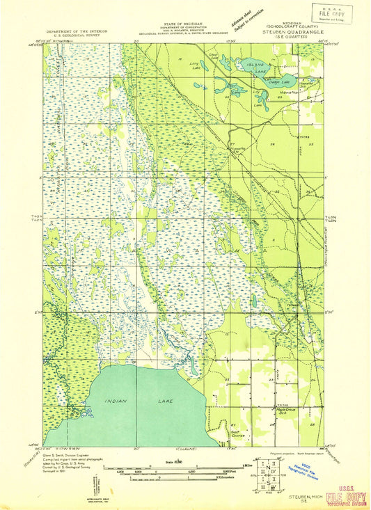 Classic USGS Hiawatha Michigan 7.5'x7.5' Topo Map Image
