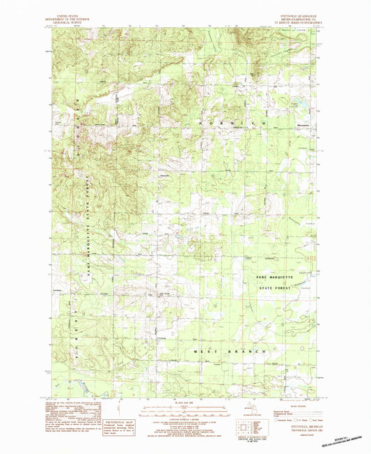 Classic USGS Stittsville Michigan 7.5'x7.5' Topo Map Image
