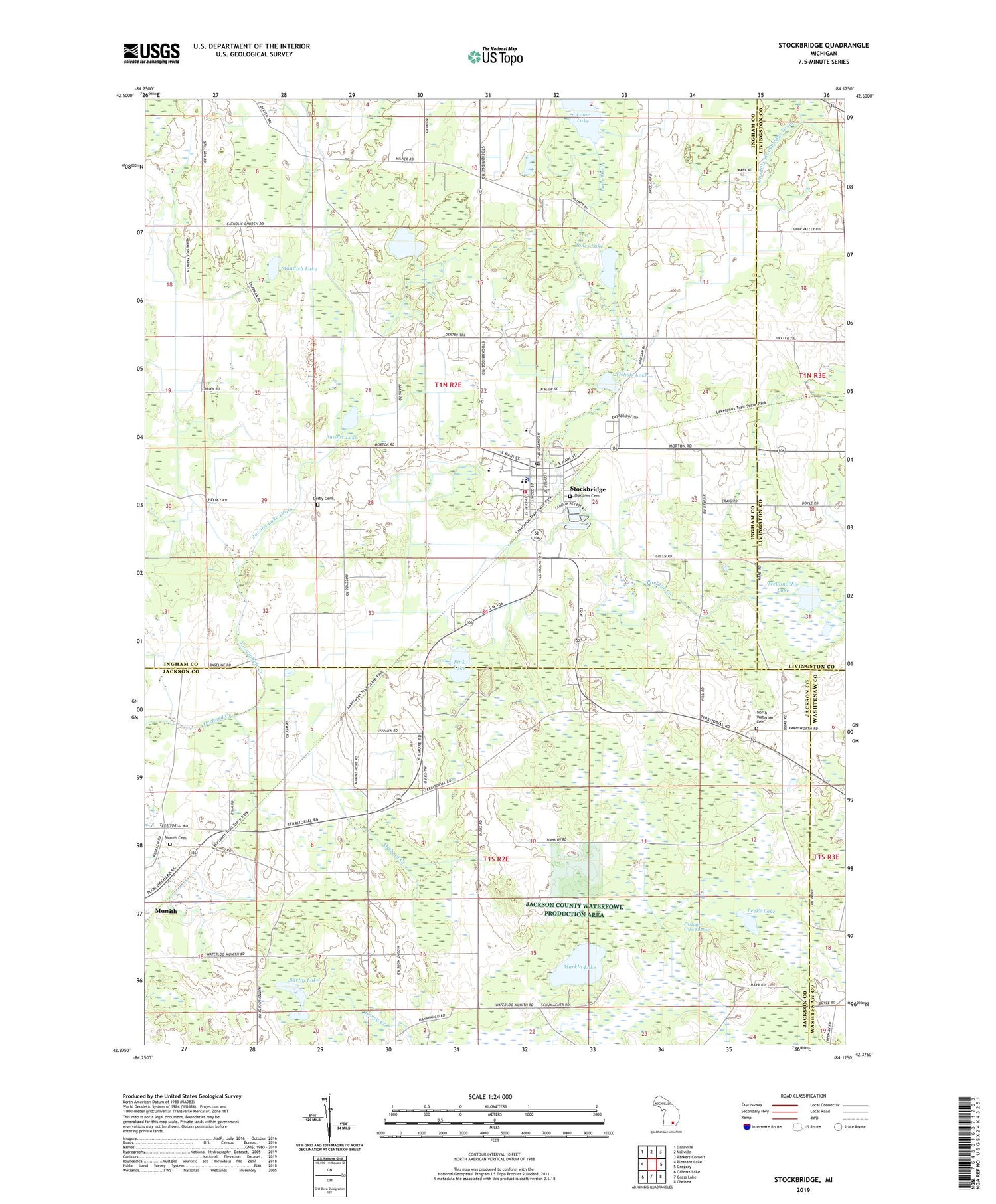 Stockbridge Michigan US Topo Map Image