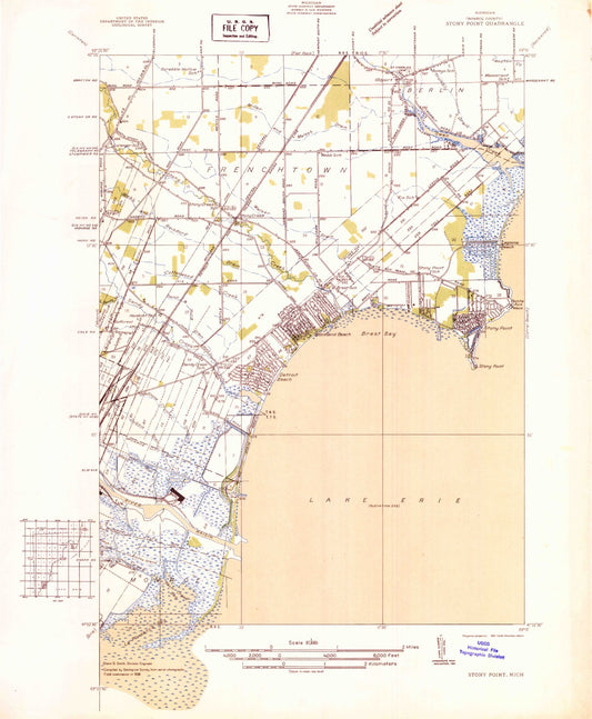 Classic USGS Stony Point Michigan 7.5'x7.5' Topo Map Image