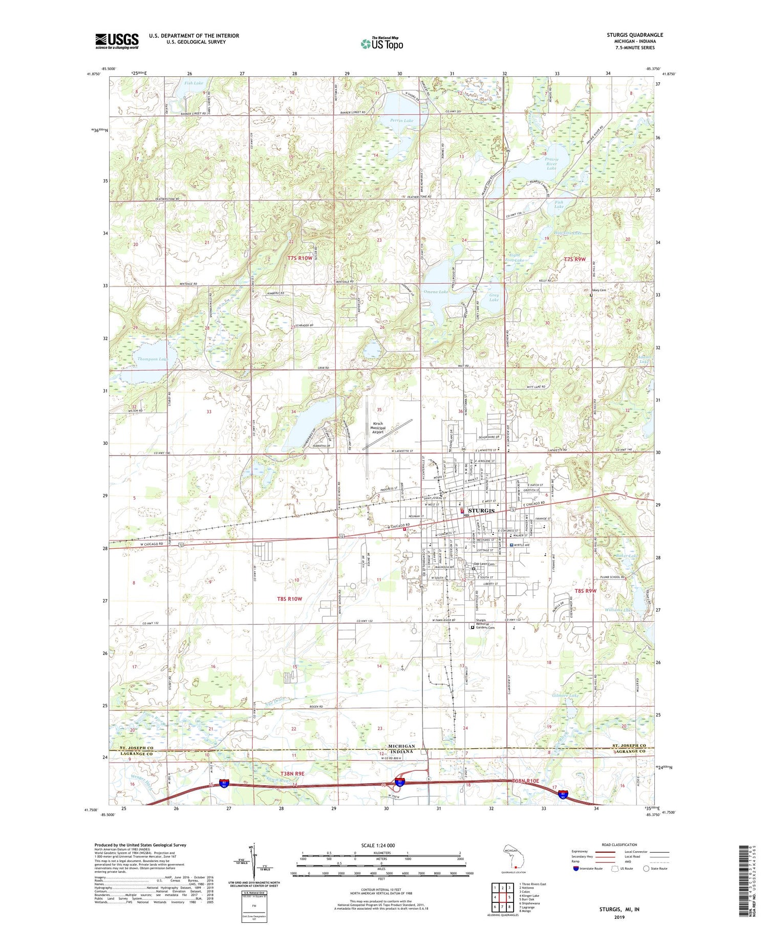 Sturgis Michigan US Topo Map Image