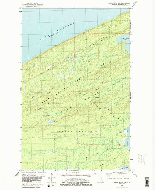 Classic USGS Sugar Mountain Michigan 7.5'x7.5' Topo Map Image