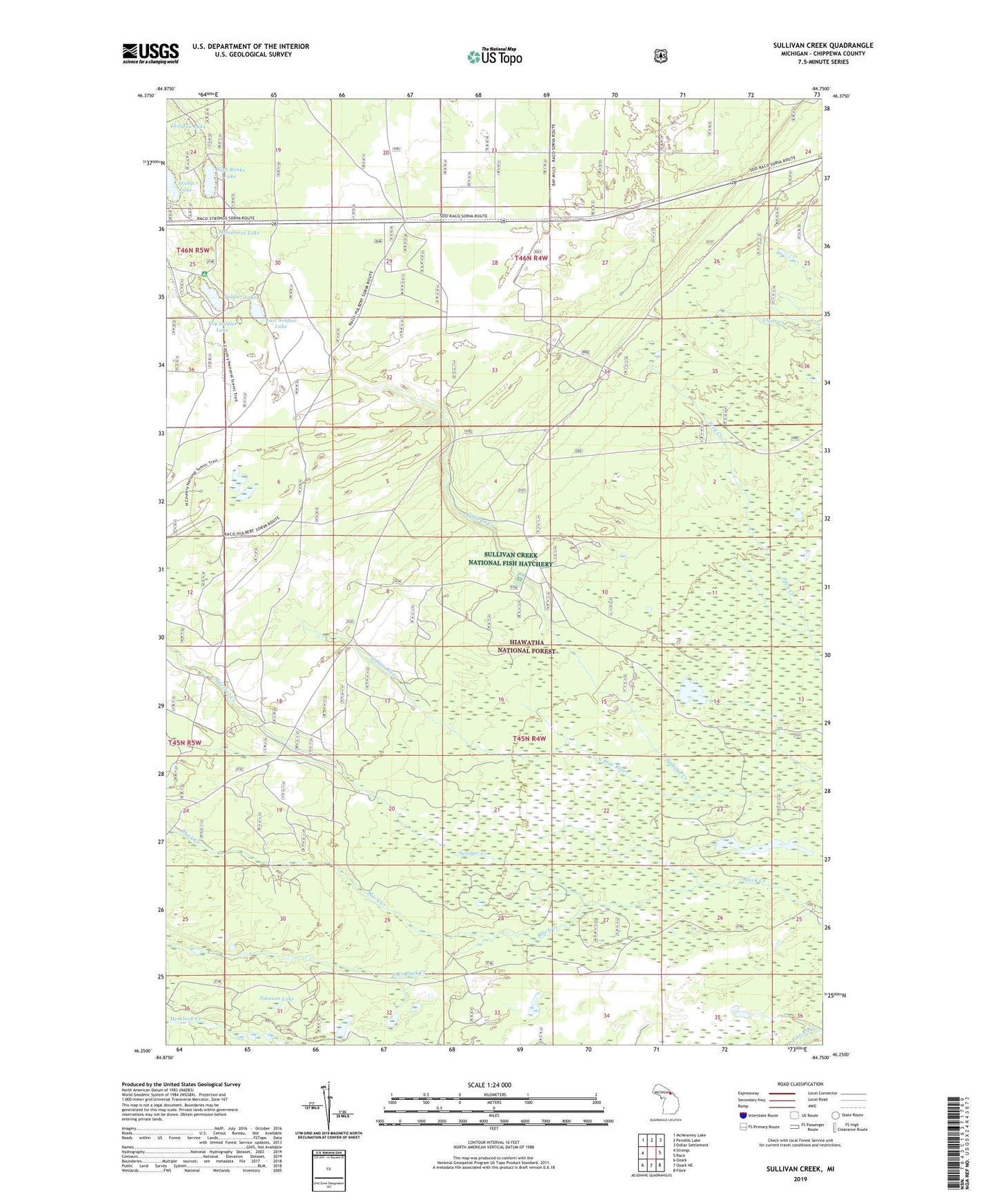 Sullivan Creek Michigan US Topo Map Image