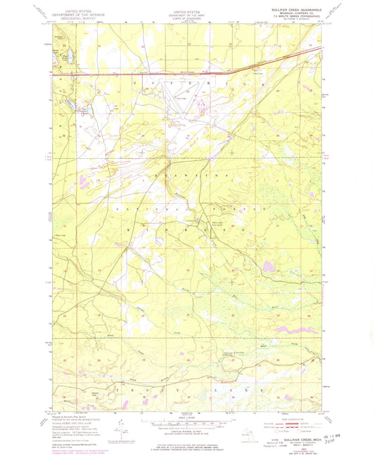 Classic USGS Sullivan Creek Michigan 7.5'x7.5' Topo Map Image
