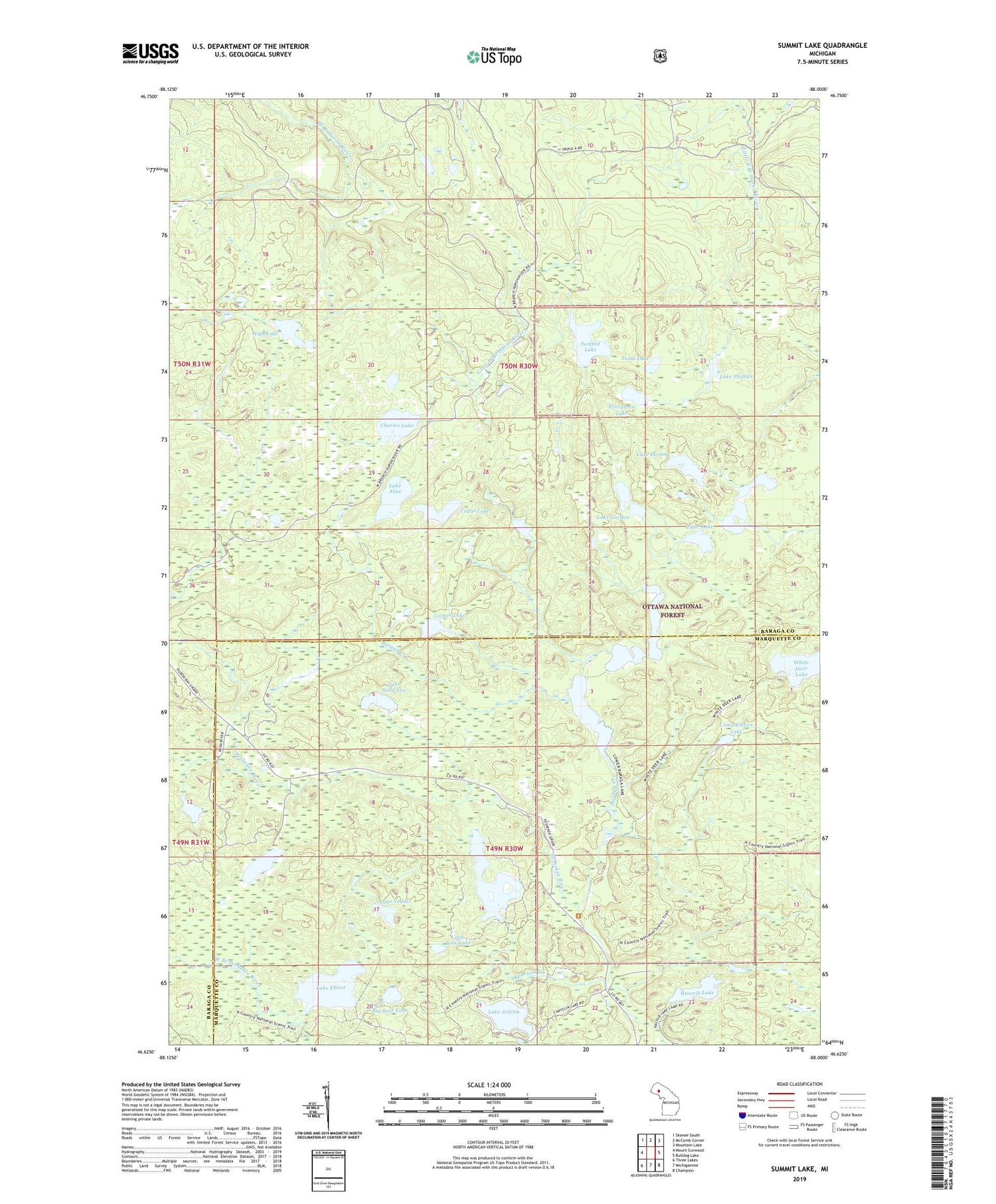 Summit Lake Michigan US Topo Map Image
