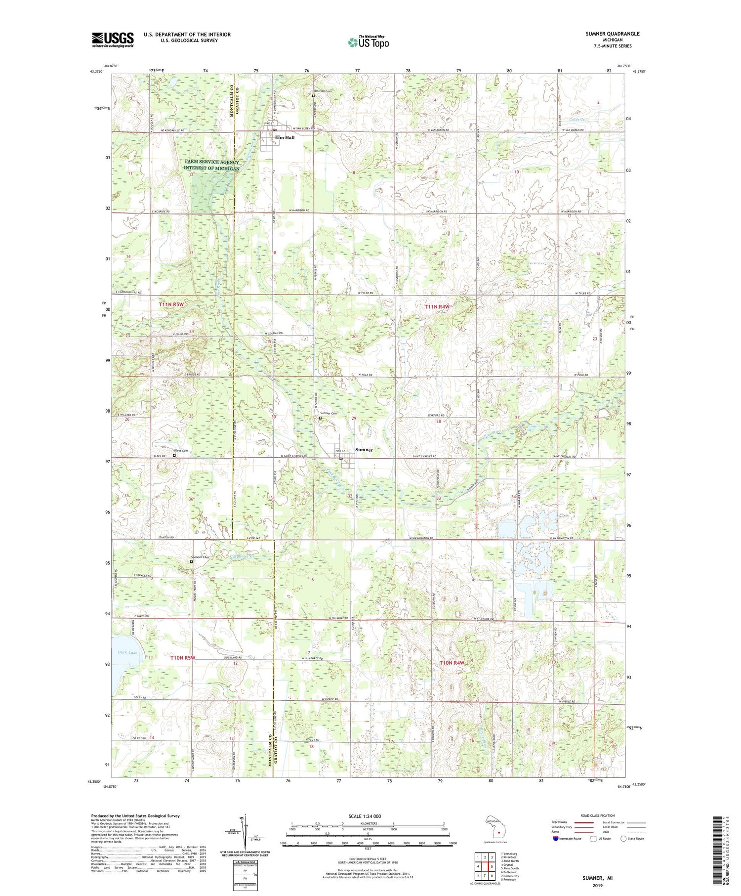 Sumner Michigan US Topo Map Image