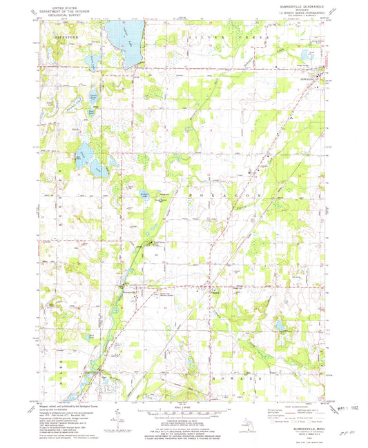 Classic USGS Sumnerville Michigan 7.5'x7.5' Topo Map Image