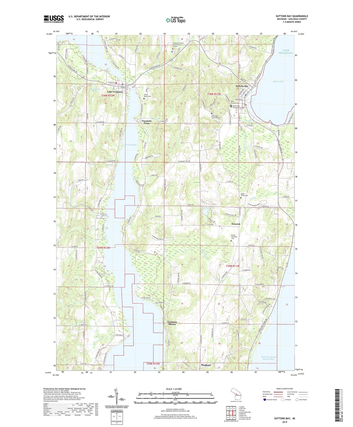 Suttons Bay Michigan US Topo Map Image