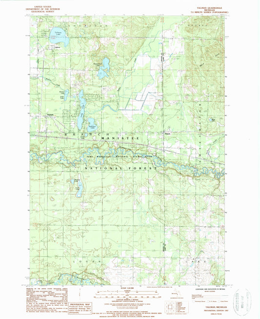 Classic USGS Tallman Michigan 7.5'x7.5' Topo Map Image
