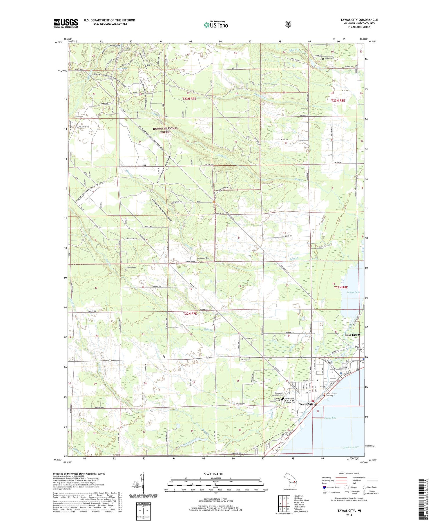 Tawas City Michigan US Topo Map Image