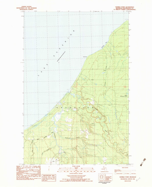 Classic USGS Tenmile Point Michigan 7.5'x7.5' Topo Map Image