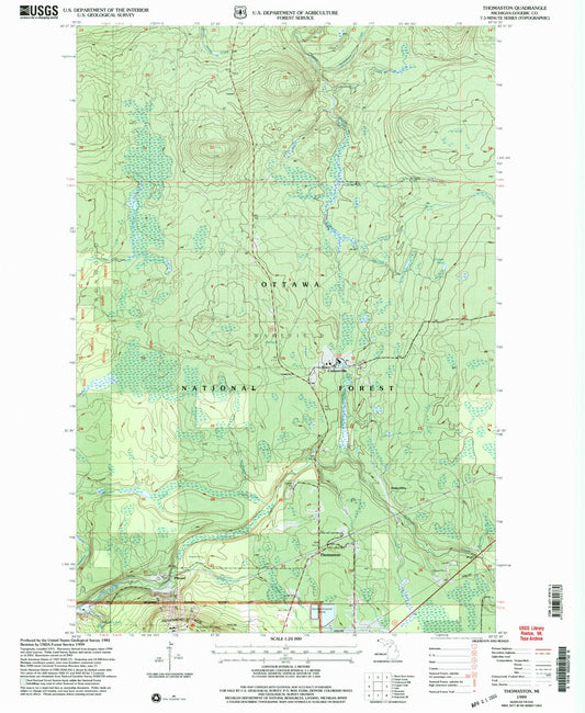 Classic USGS Thomaston Michigan 7.5'x7.5' Topo Map Image