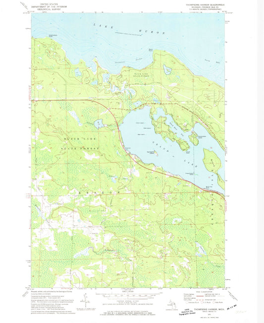 Classic USGS Thompsons Harbor Michigan 7.5'x7.5' Topo Map Image