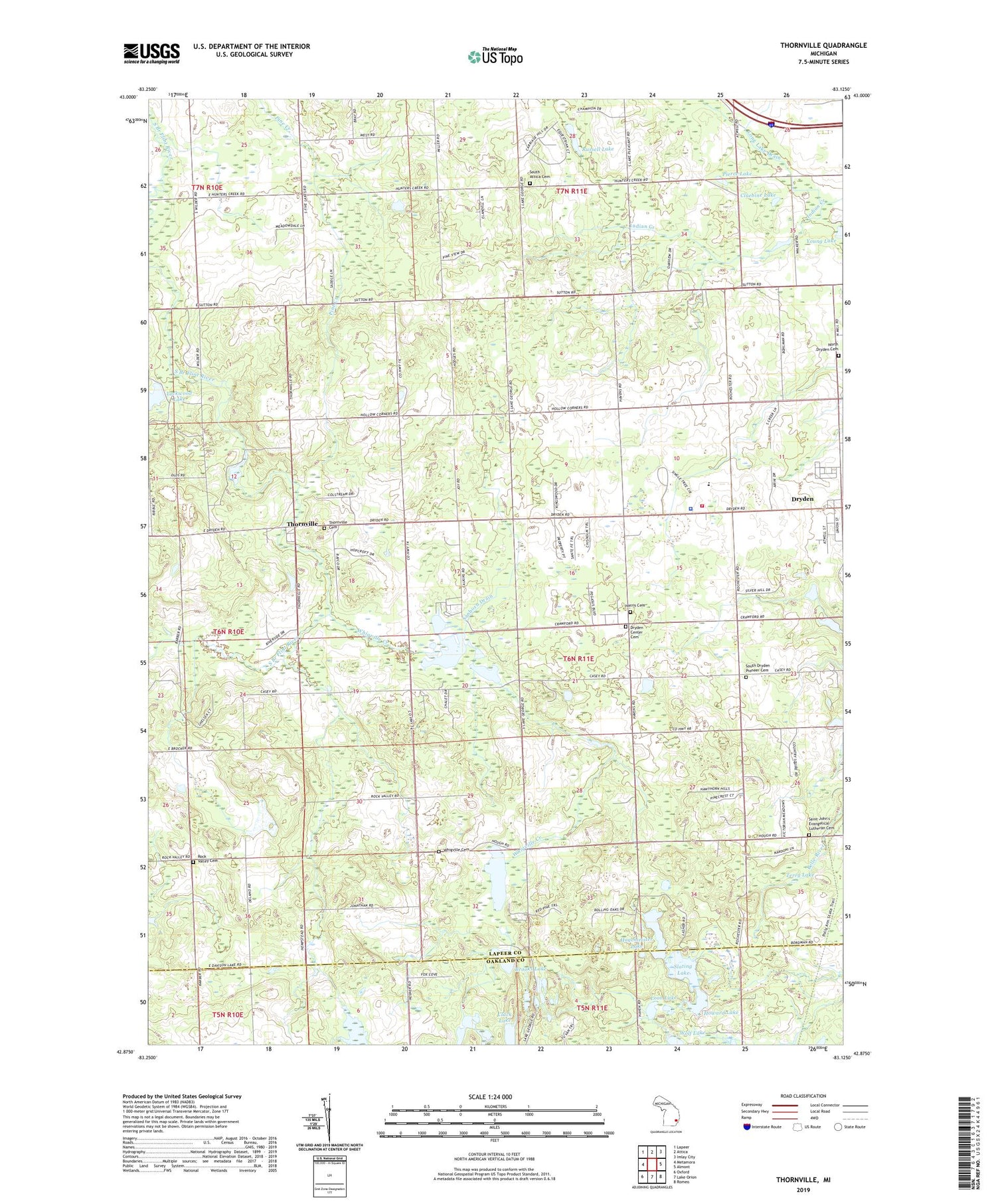 Thornville Michigan US Topo Map Image