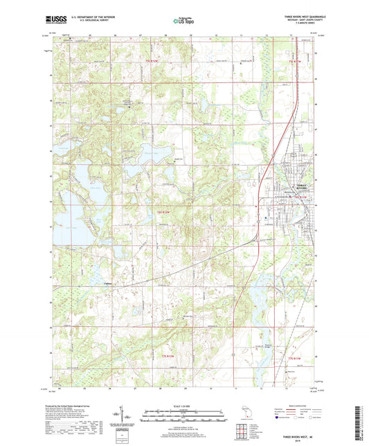 Three Rivers West Michigan US Topo Map Image