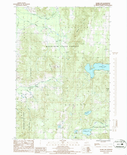 Classic USGS Thumb Lake Michigan 7.5'x7.5' Topo Map Image