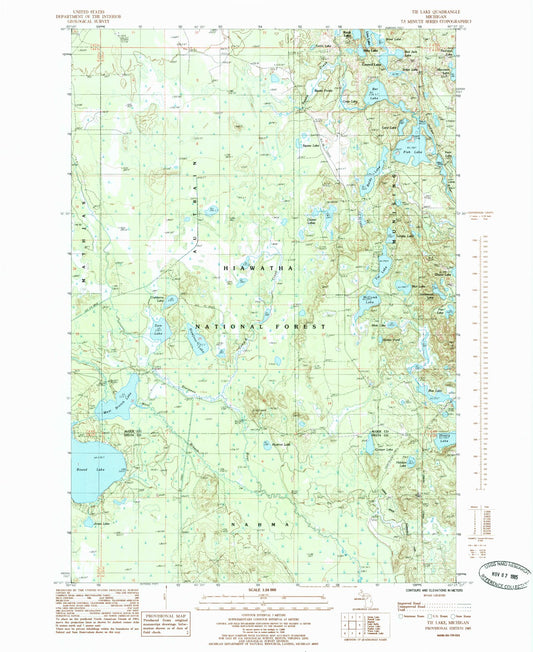 Classic USGS Tie Lake Michigan 7.5'x7.5' Topo Map Image