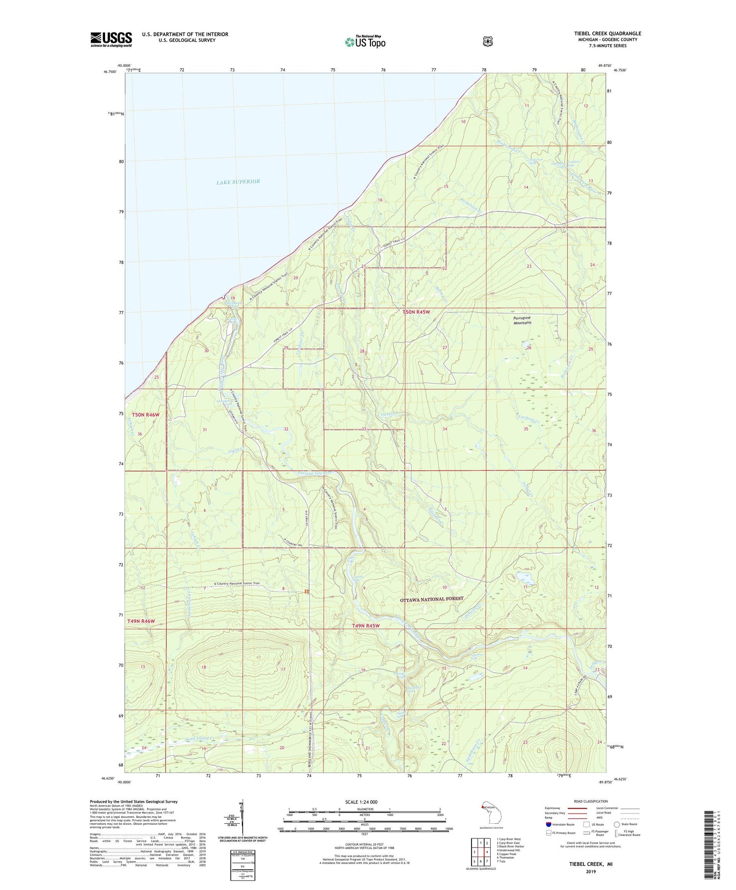 Tiebel Creek Michigan US Topo Map Image