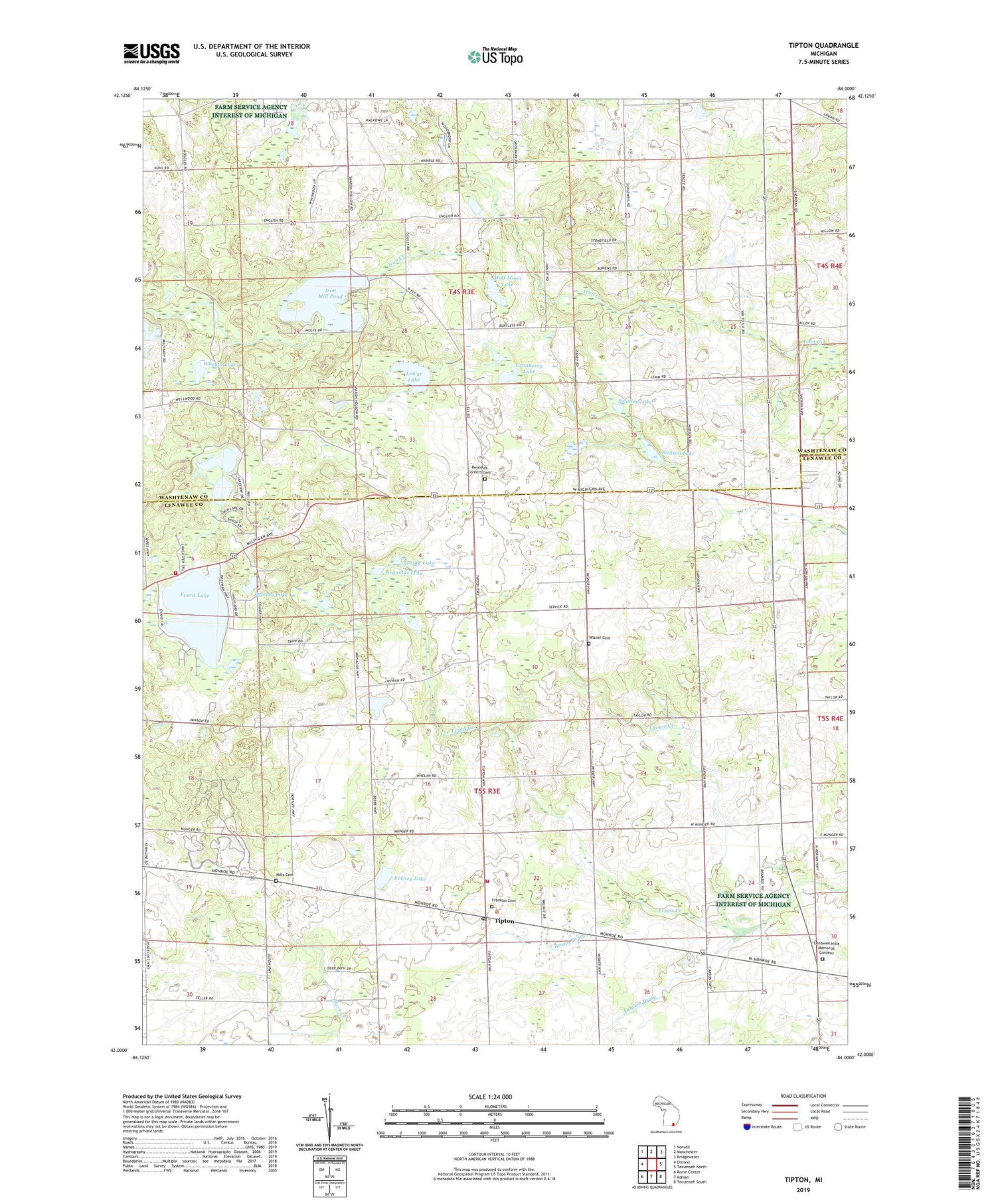 Tipton Michigan US Topo Map Image