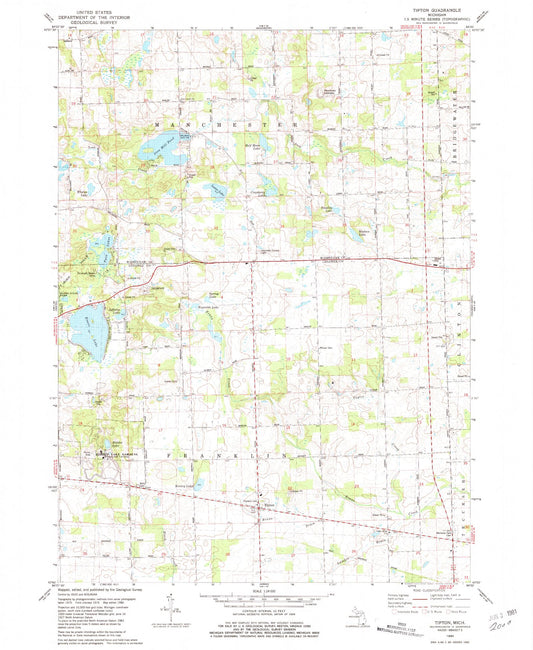 Classic USGS Tipton Michigan 7.5'x7.5' Topo Map Image