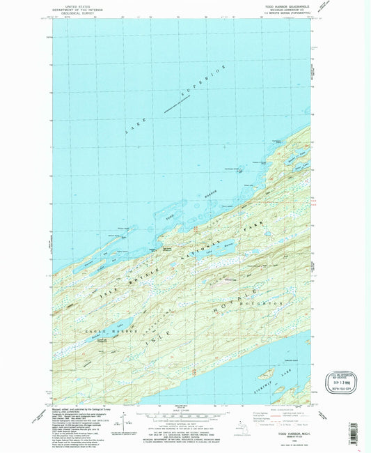 Classic USGS Todd Harbor Michigan 7.5'x7.5' Topo Map Image