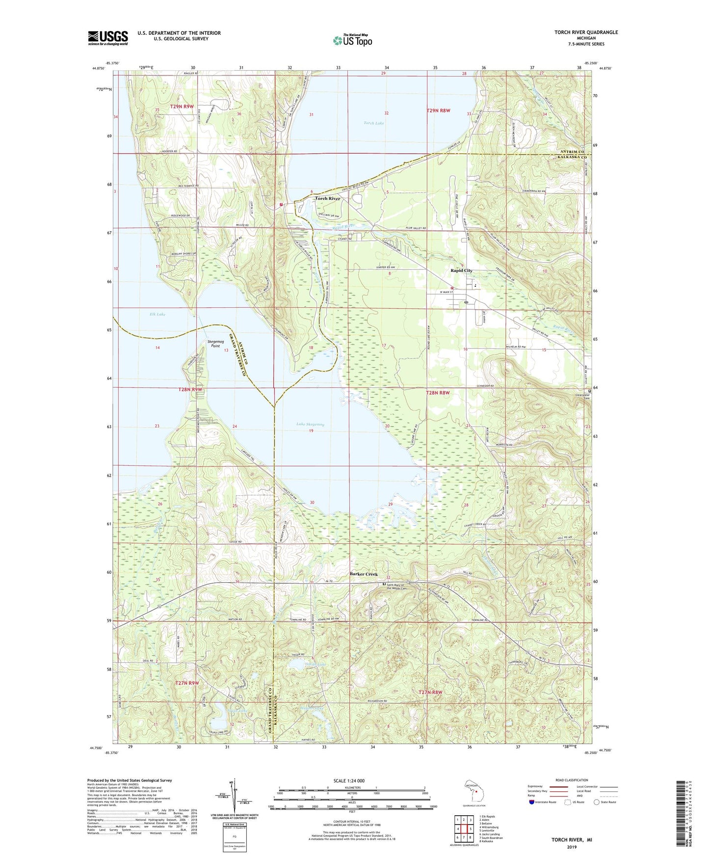 Torch River Michigan US Topo Map Image