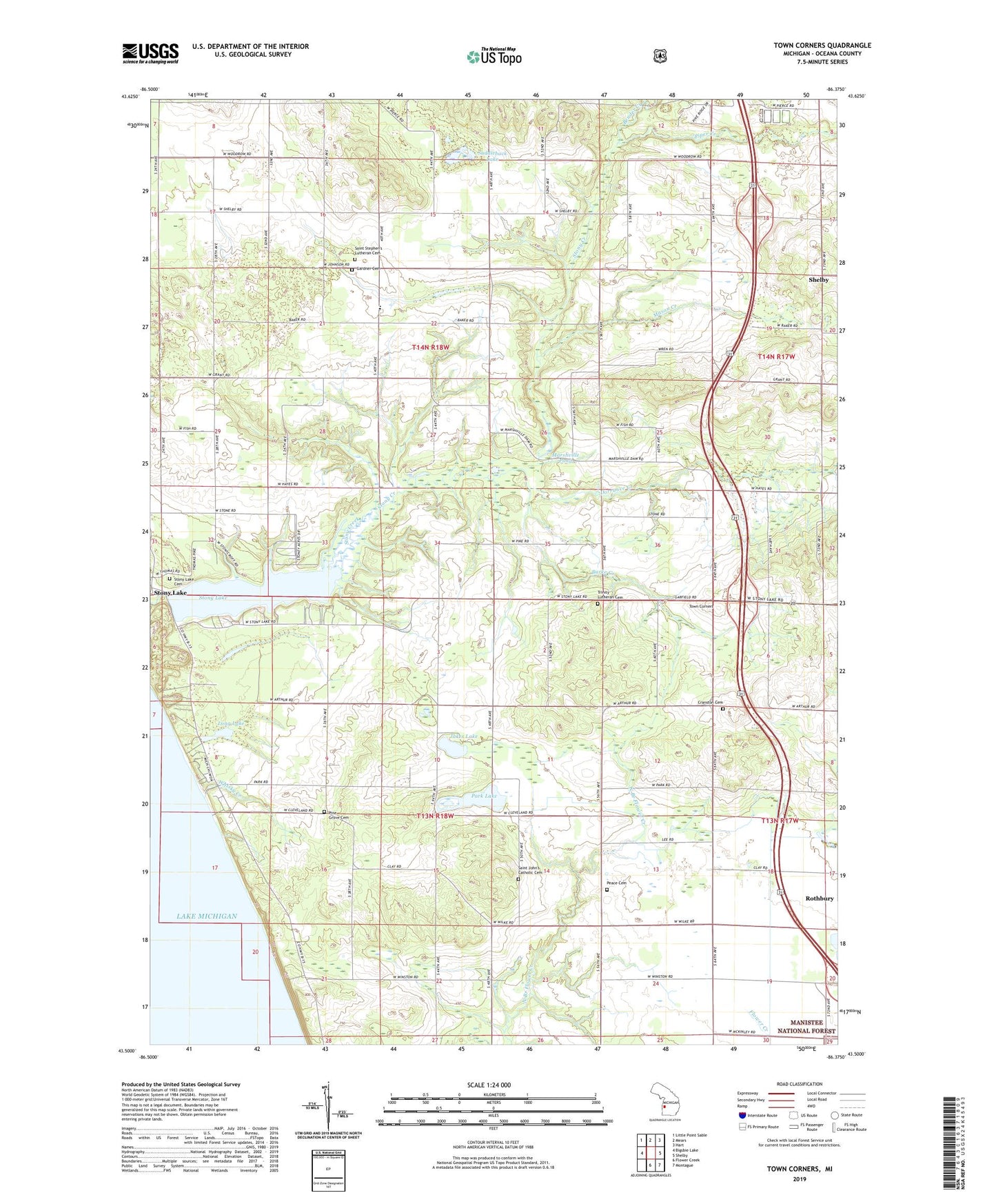 Town Corners Michigan US Topo Map Image
