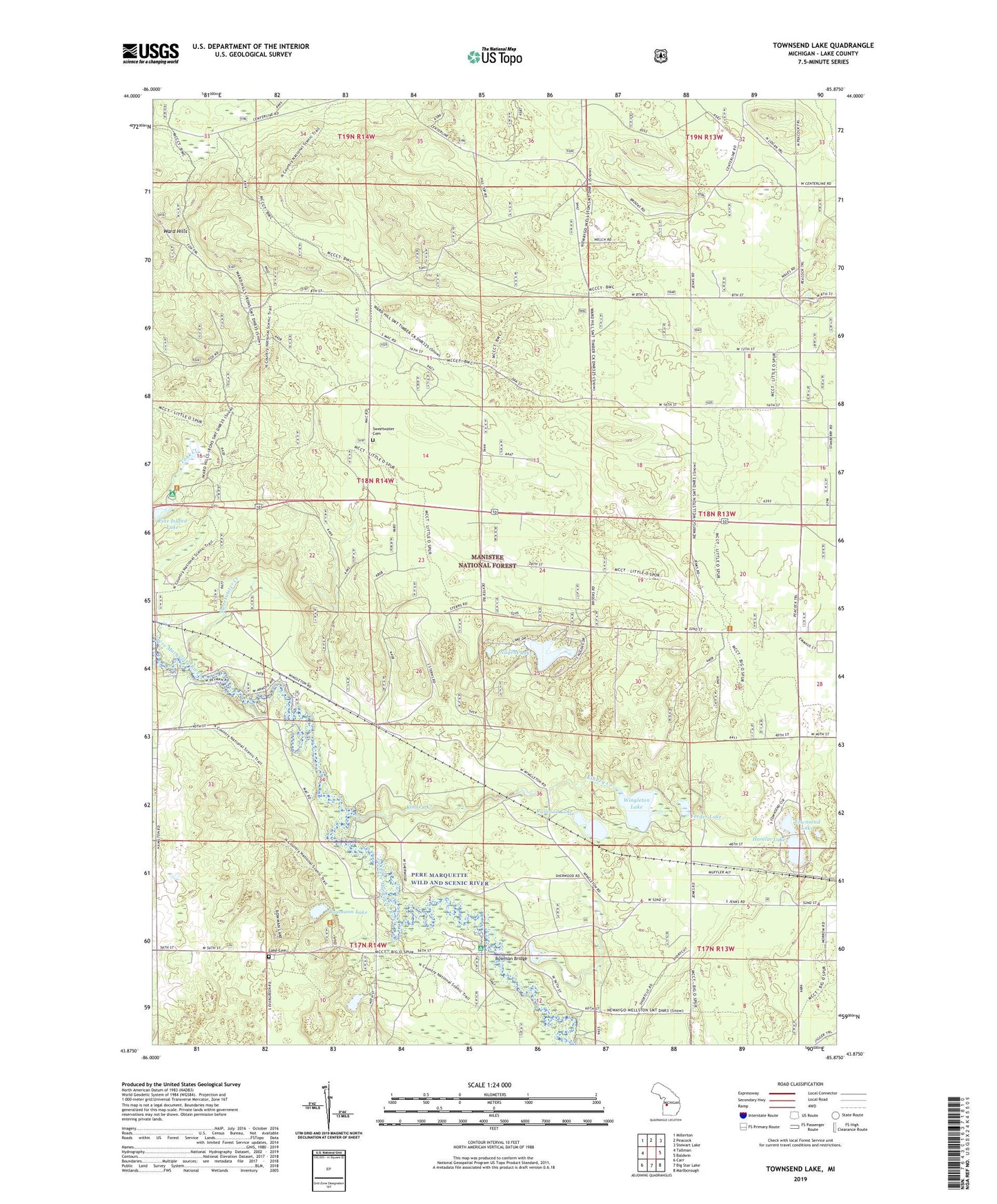 Townsend Lake Michigan US Topo Map Image