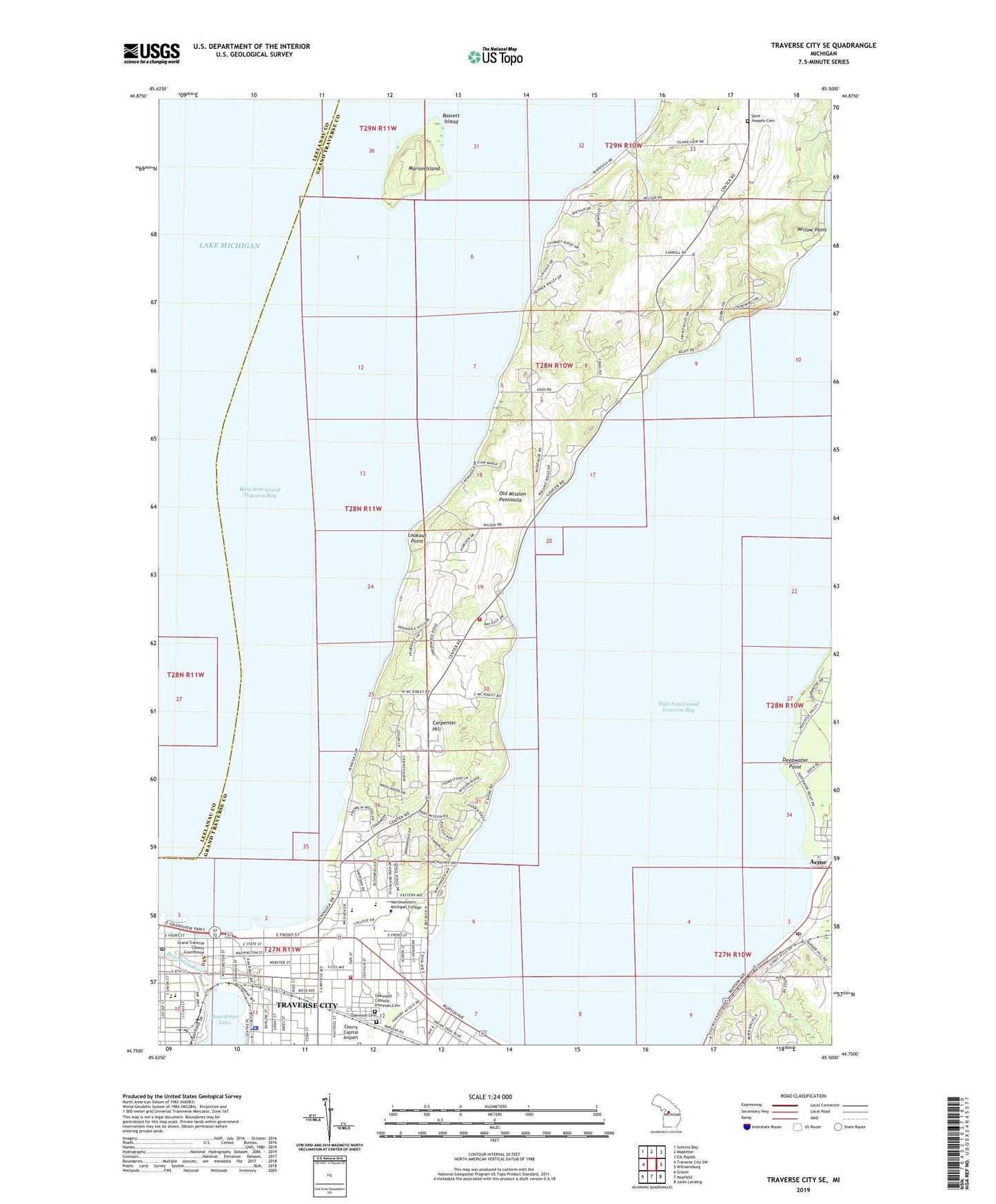 Traverse City SE Michigan US Topo Map Image