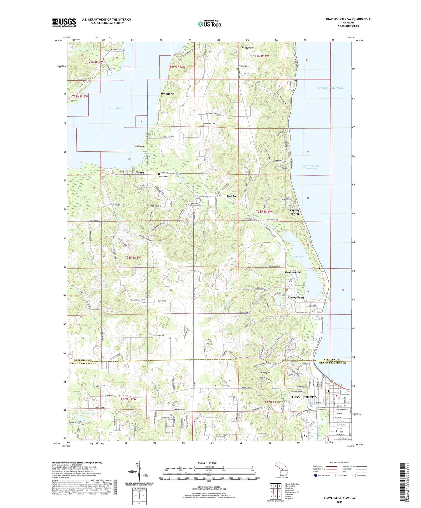 Traverse City SW Michigan US Topo Map Image