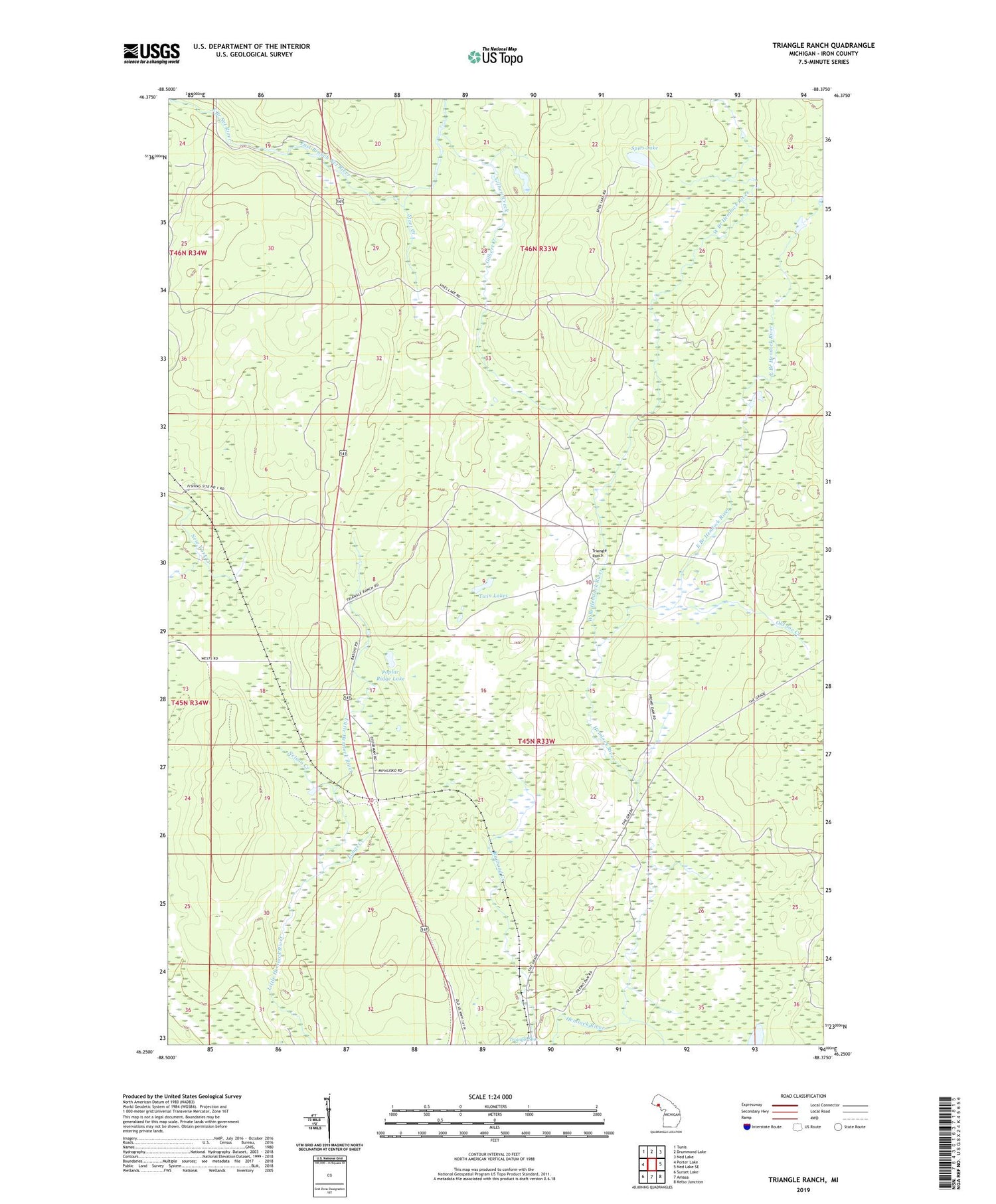 Triangle Ranch Michigan US Topo Map Image