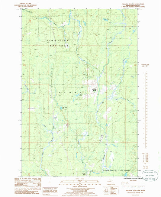 Classic USGS Triangle Ranch Michigan 7.5'x7.5' Topo Map Image