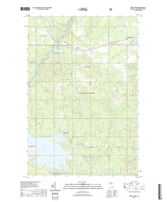 Trout Creek Michigan US Topo Map Image