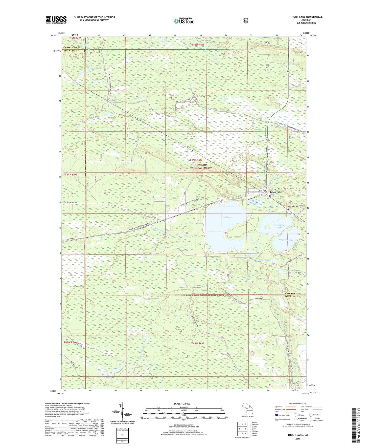 Trout Lake Michigan US Topo Map Image