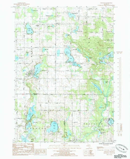 Classic USGS Trufant Michigan 7.5'x7.5' Topo Map Image